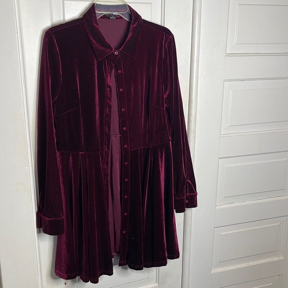 Velvet maroon baby doll dress by FashionNova
